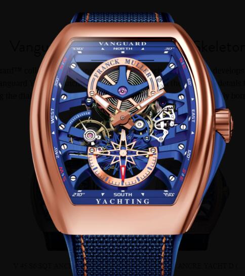 Buy Franck Muller Vanguard Yachting Anchor Skeleton Classic Replica Watch for sale Cheap Price V 45 S6 SQT ANCRE YACHT (BL)